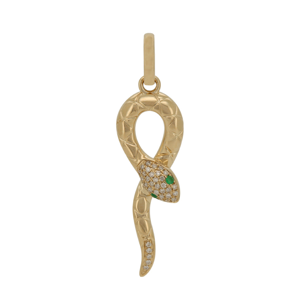 Emerald Eye Diamond Snake Pendant