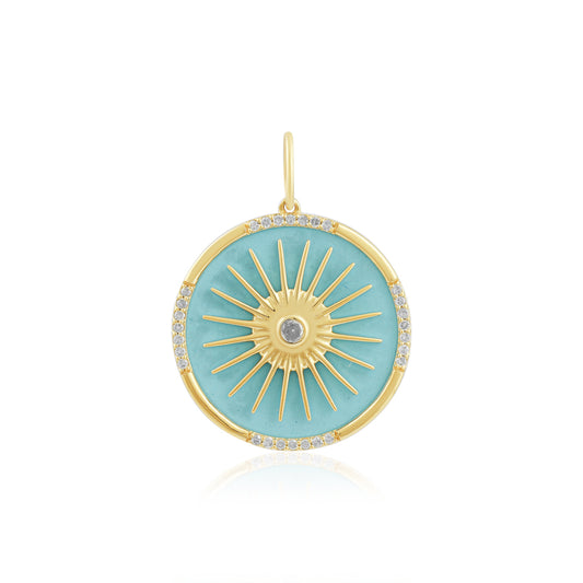 Rising Sun Turquoise & Diamond Pendant