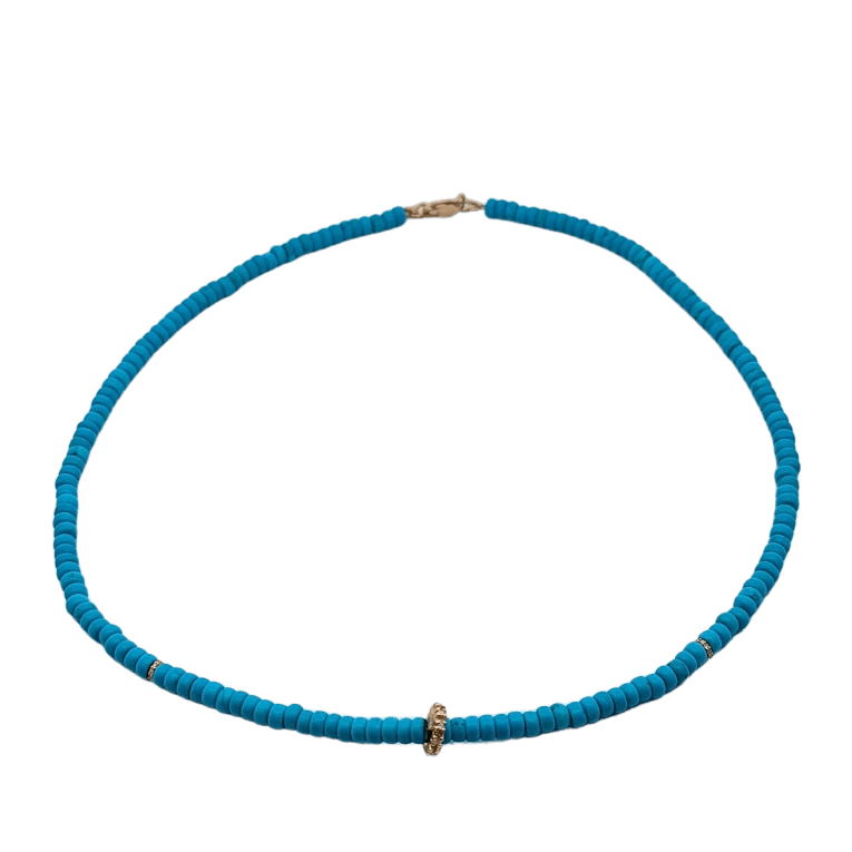 Sleeping Beauty Turquoise and Diamond Necklace - Nashelle