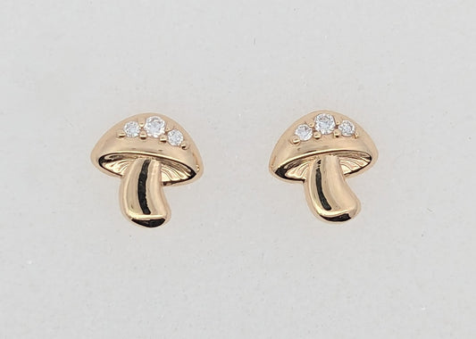 14K Diamond Mushroom Earrings