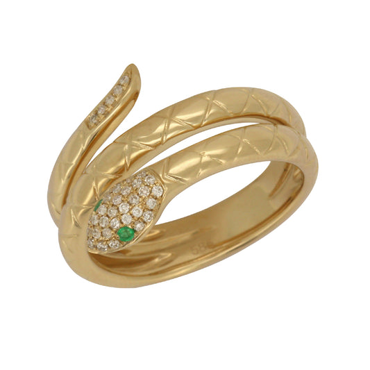 Diamond & Emerald Snake Ring