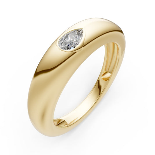 14k Round Band with Pear Diamond Ring