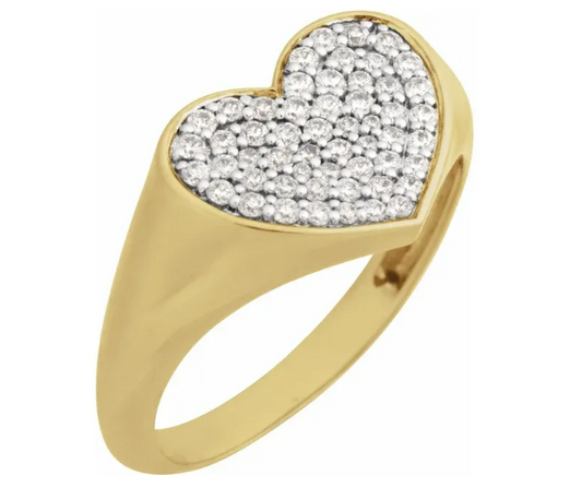 Diamond Heart Signet Ring