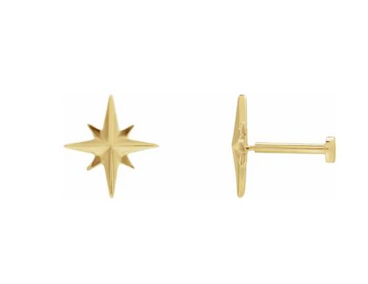 Eight-pointed star flat back studs