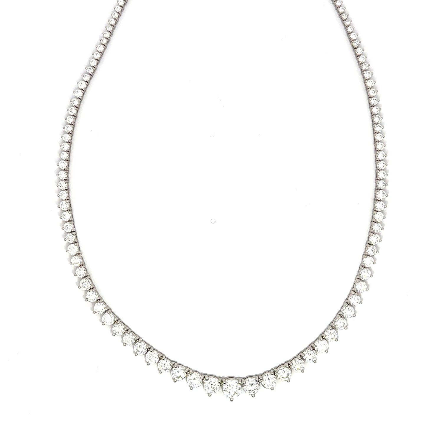 LE 270 14KW 15ctw LAB GROWN Diamond three prong graduated tennis necklace