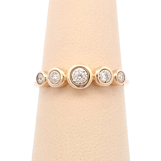 Five Diamond Bezel Set Ring