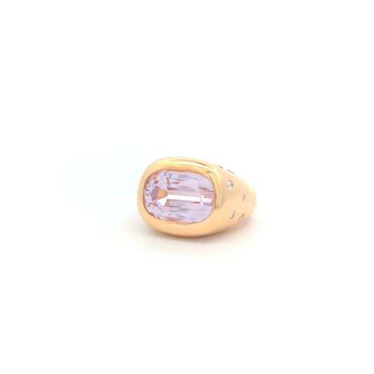 Natural Pink Kunzite and Diamond Ring