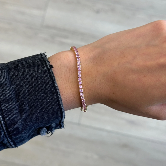 Pink Sapphire and Diamond Tennis Bracelet