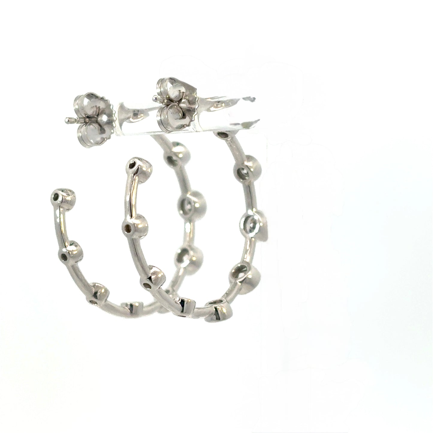 Bezel Set Diamond Hoops