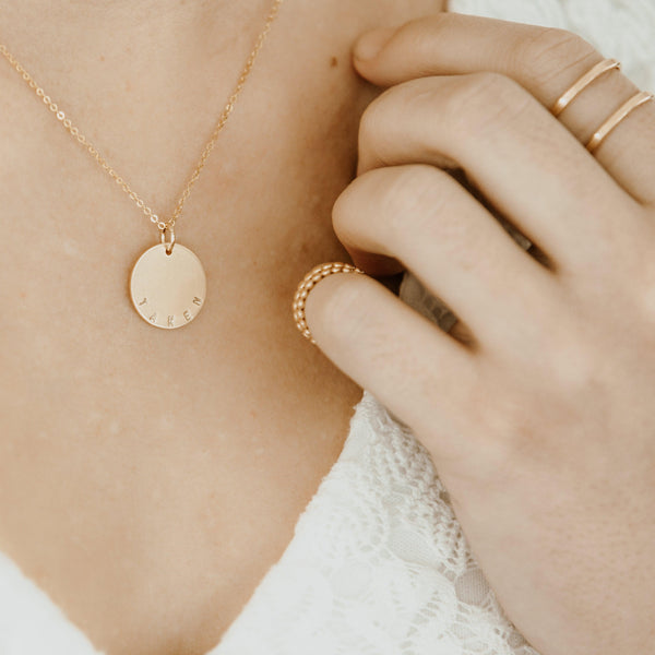 Classic Coin Curved Stamp Necklace - Nashelle