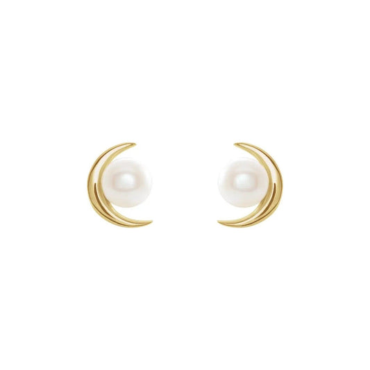 Moon & Pearl Studs - Nashelle