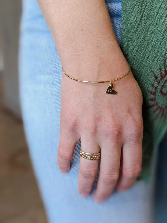 Heart Charm Bangle - Nashelle