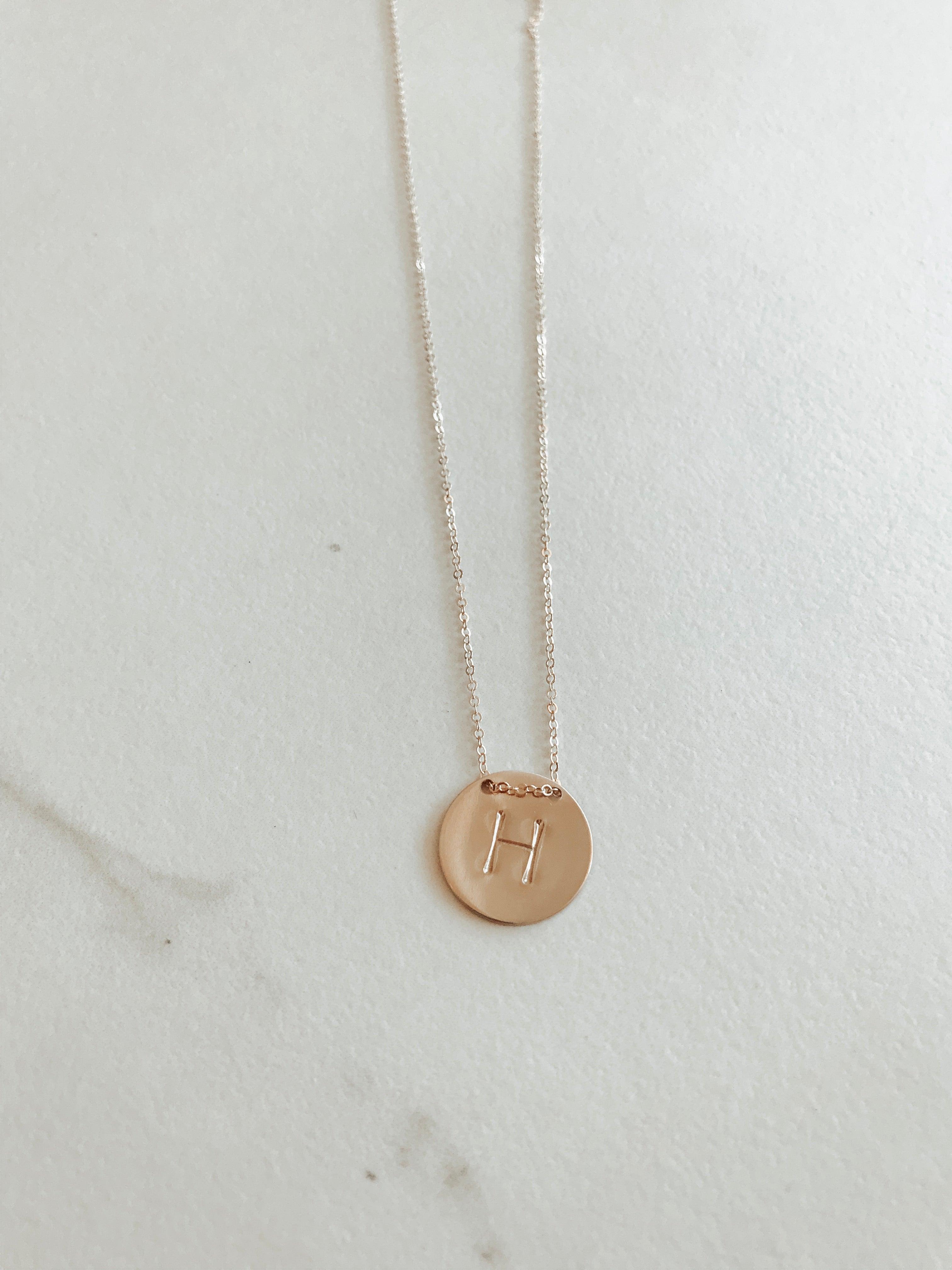 Letter best sale coin necklace