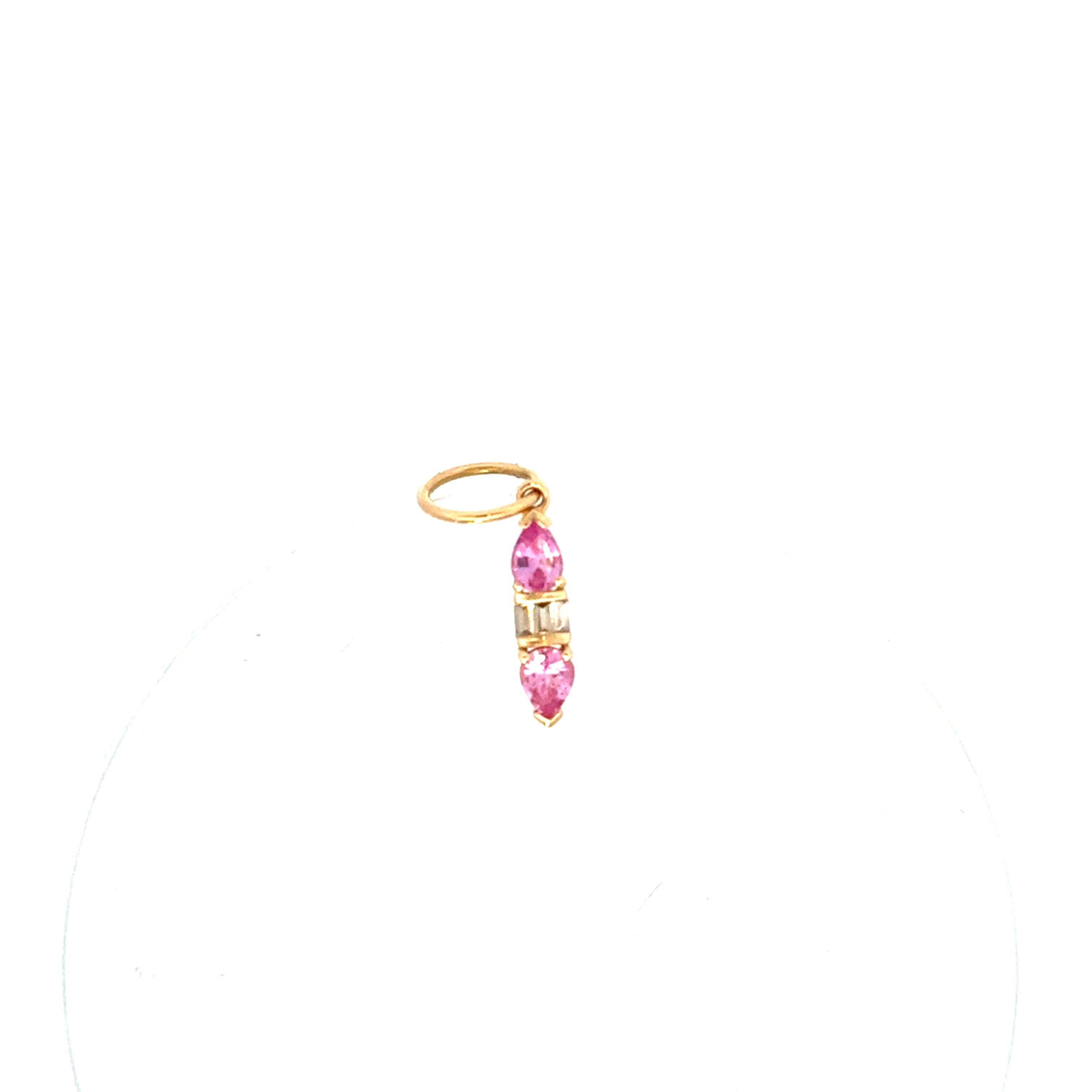 Pink Sapphire and Diamond Drop Pendant