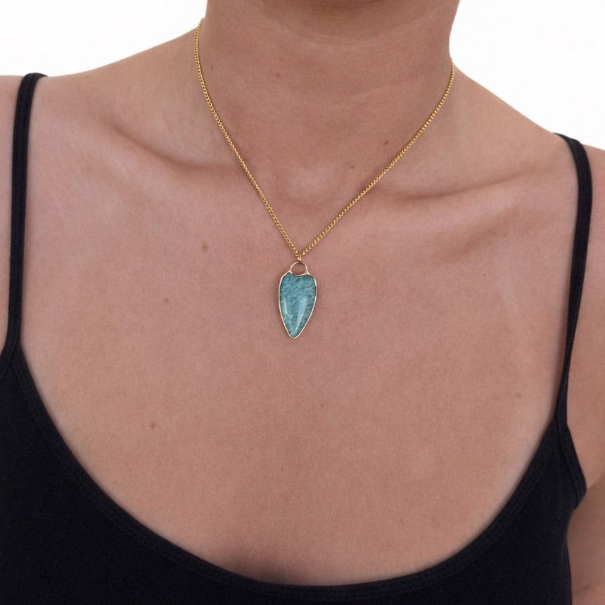 Elongated Stone Heart Charm