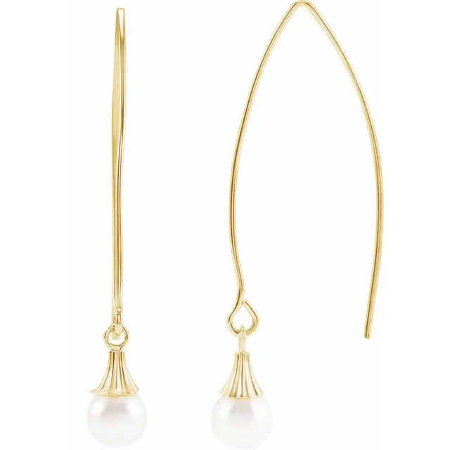 Akoya Pearl Endless Wire Dangle Earrings