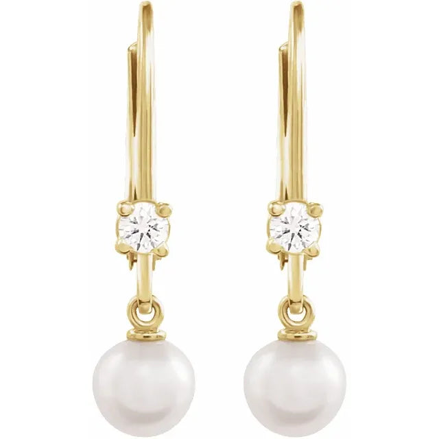 Akoya Pearl and Diamond Earrings