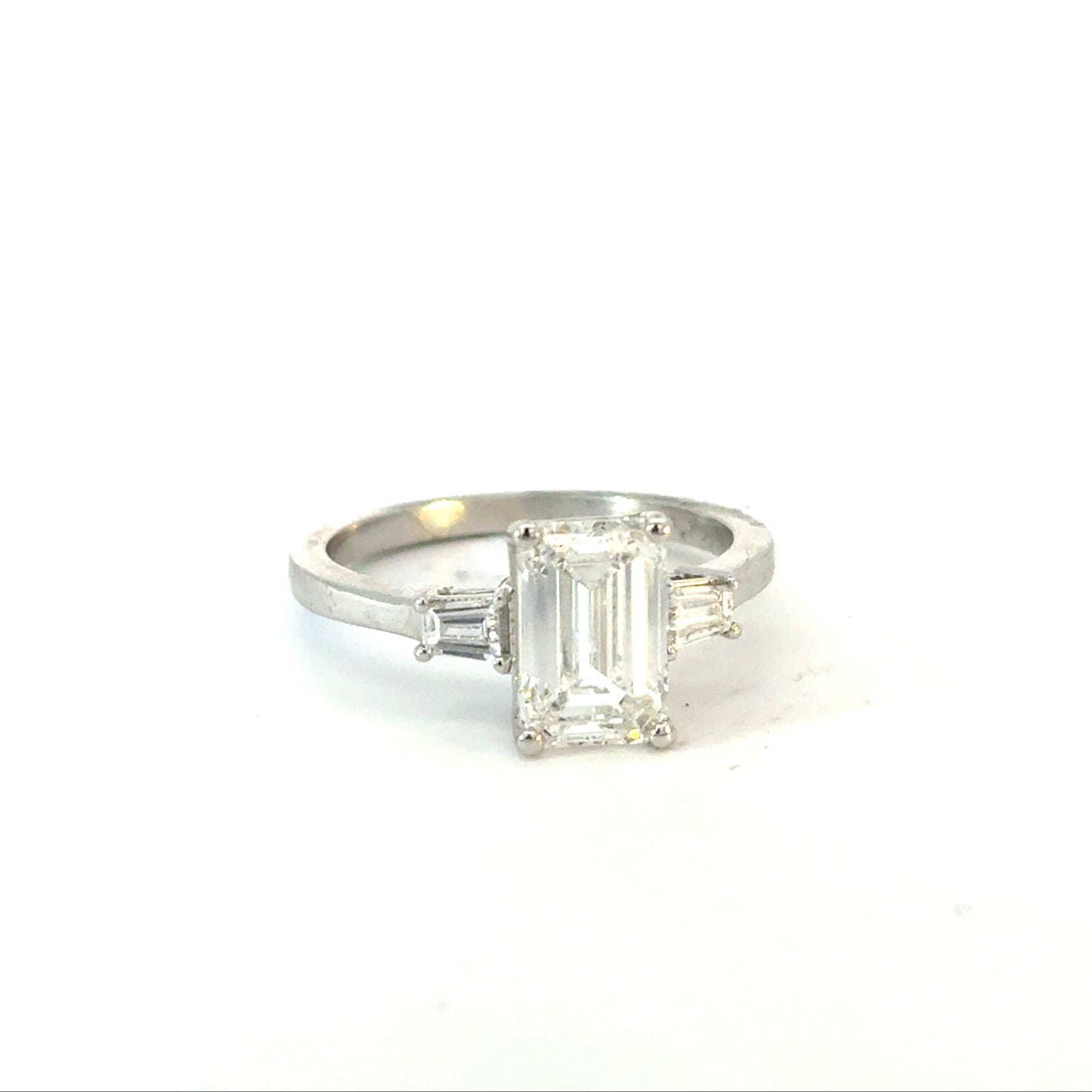 14kw Emerald Cut Engagement Ring with Tapered Baguettes