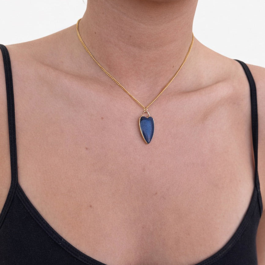 Elongated Stone Heart Charm