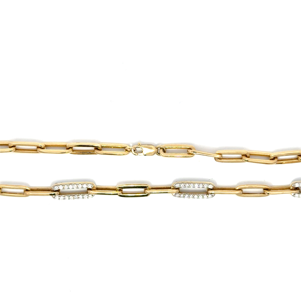 Alternating Diamond Flat Draw Necklace