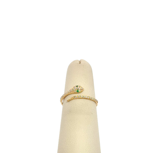 Petite Snake Wrap Ring with Emerald Eyes