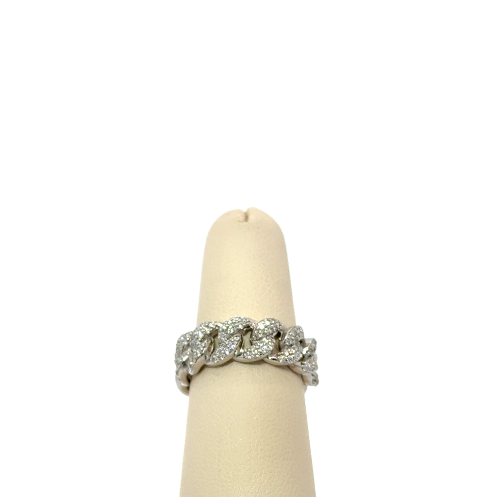 White Gold Thick Diamond Chain Link Ring