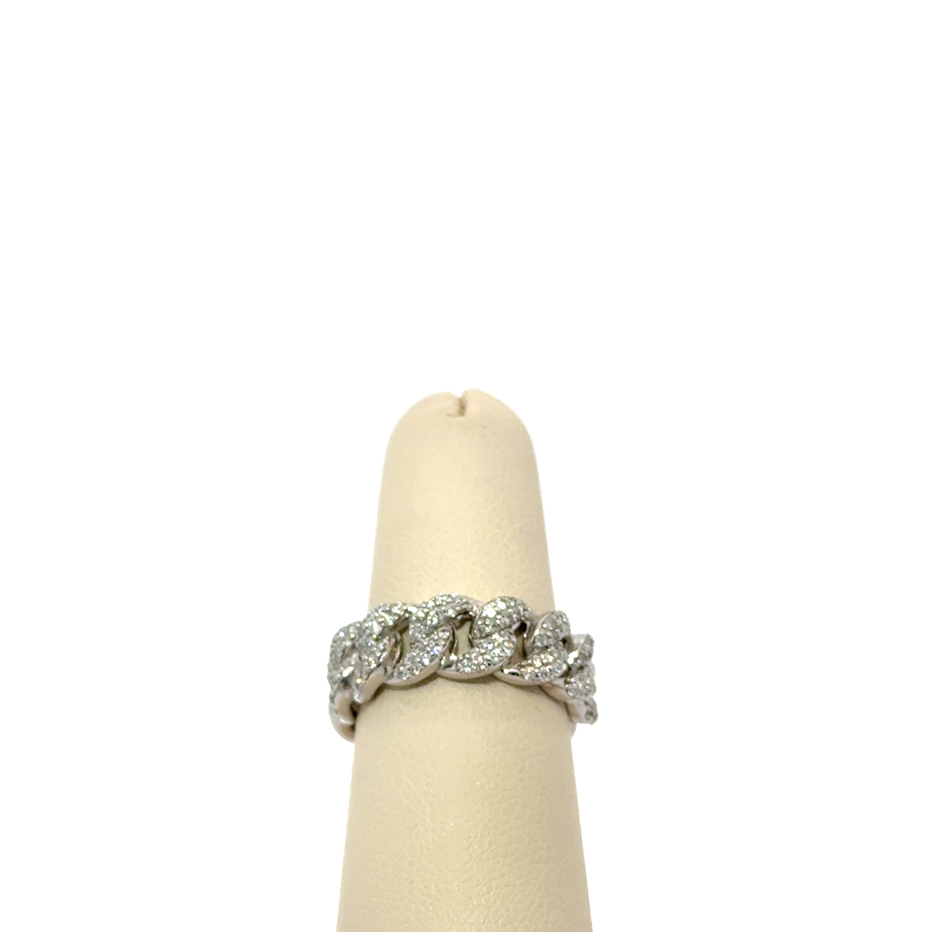 White Gold Thick Diamond Chain Link Ring