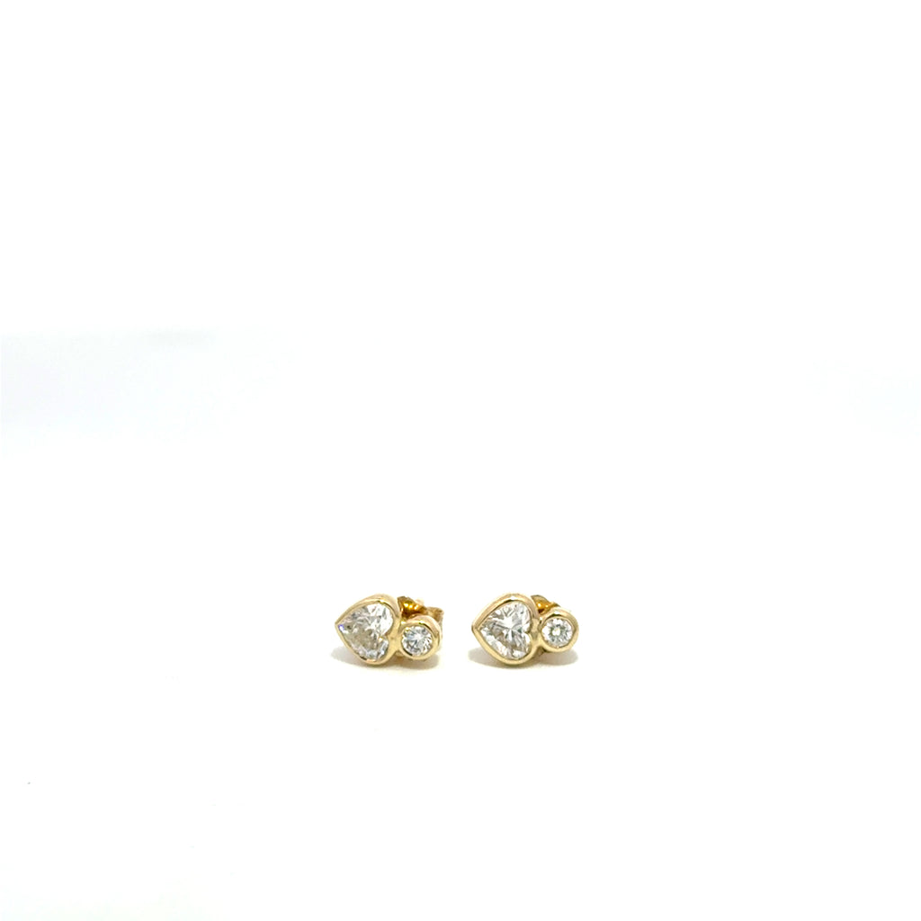 Diamond Heart Bezel Studs