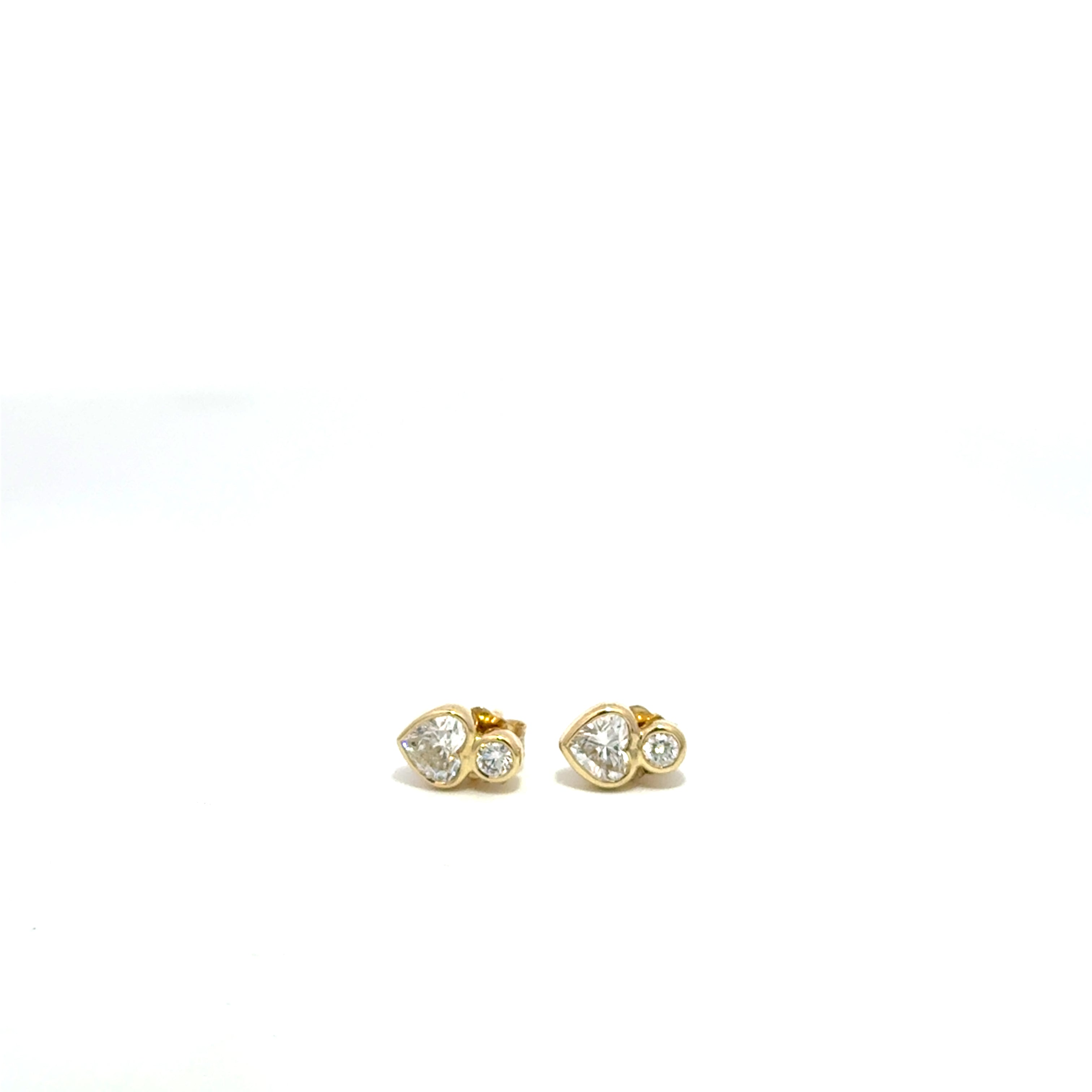 Diamond Heart Bezel Studs