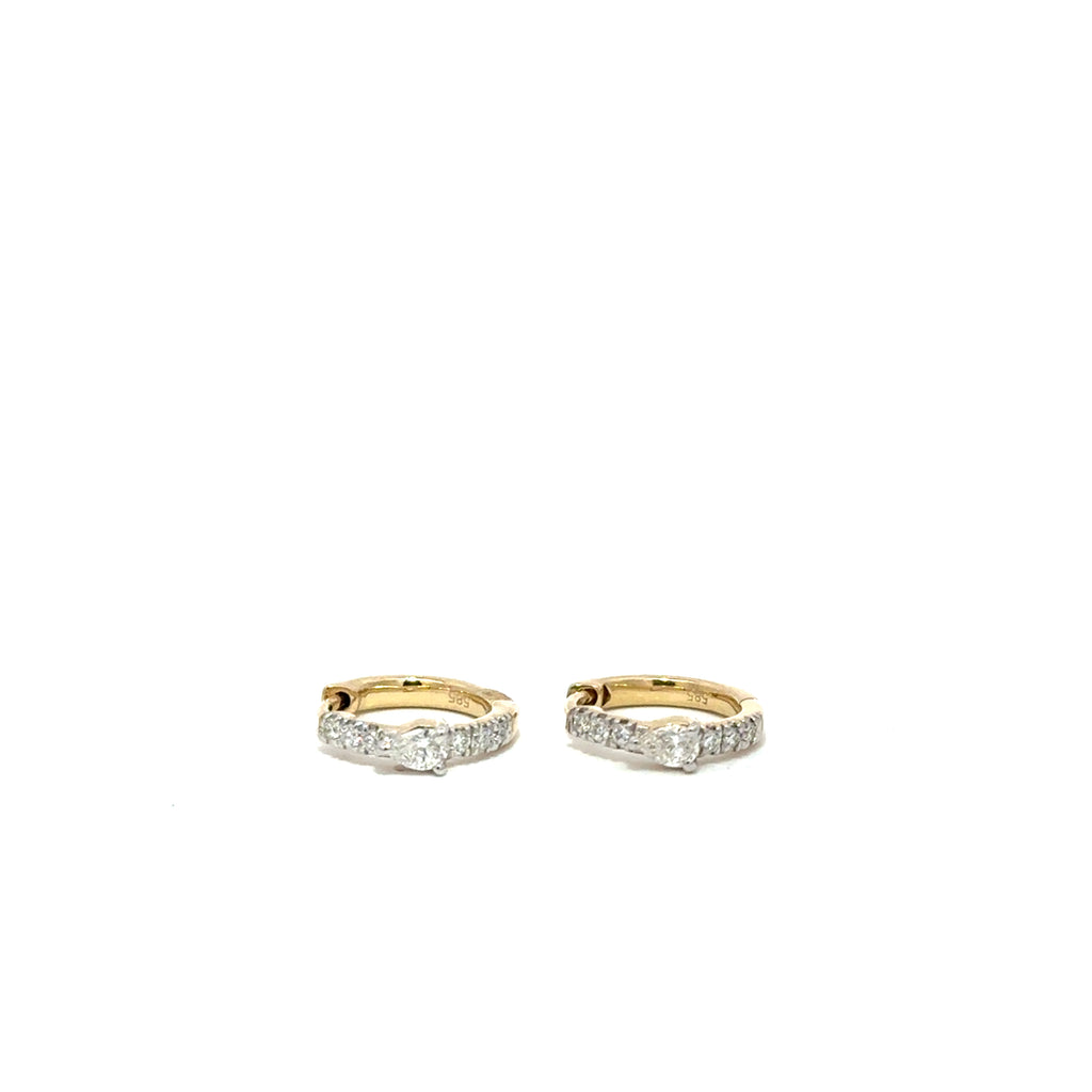 Diamond Hoops with Larger Center Teardrop Diamond