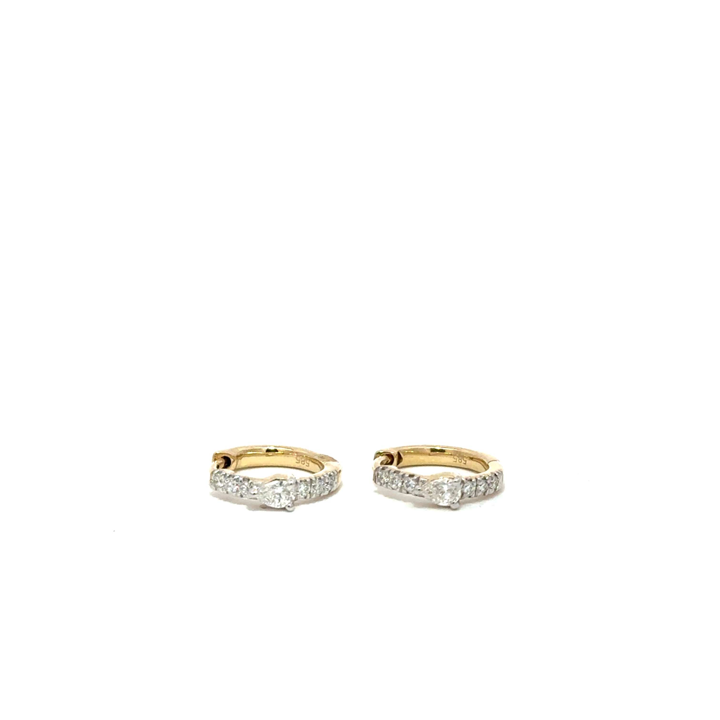 Diamond Hoops with Larger Center Teardrop Diamond