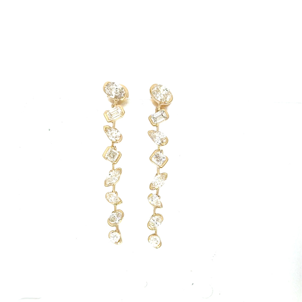 Multi Shape Diamond Bezel Drop Earrings
