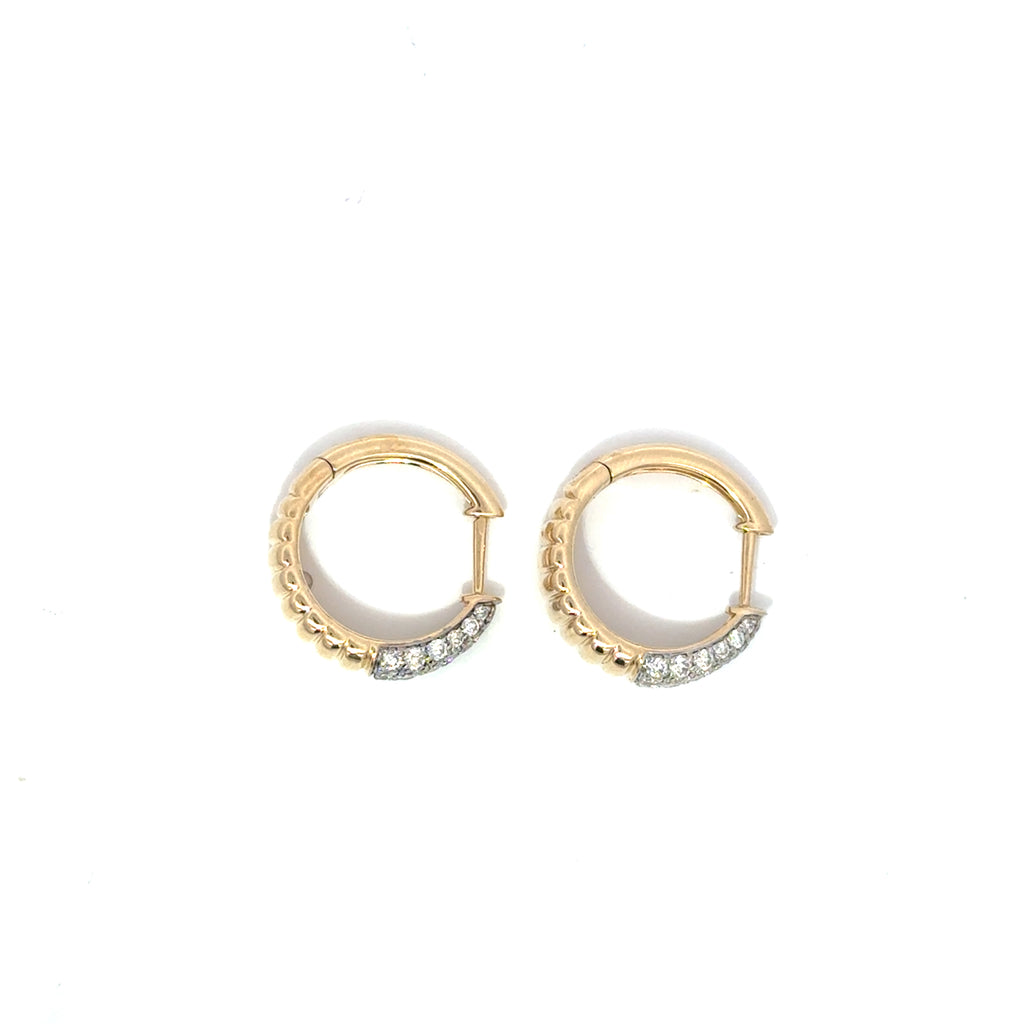 Pave Set Diamond Ridged Hoops