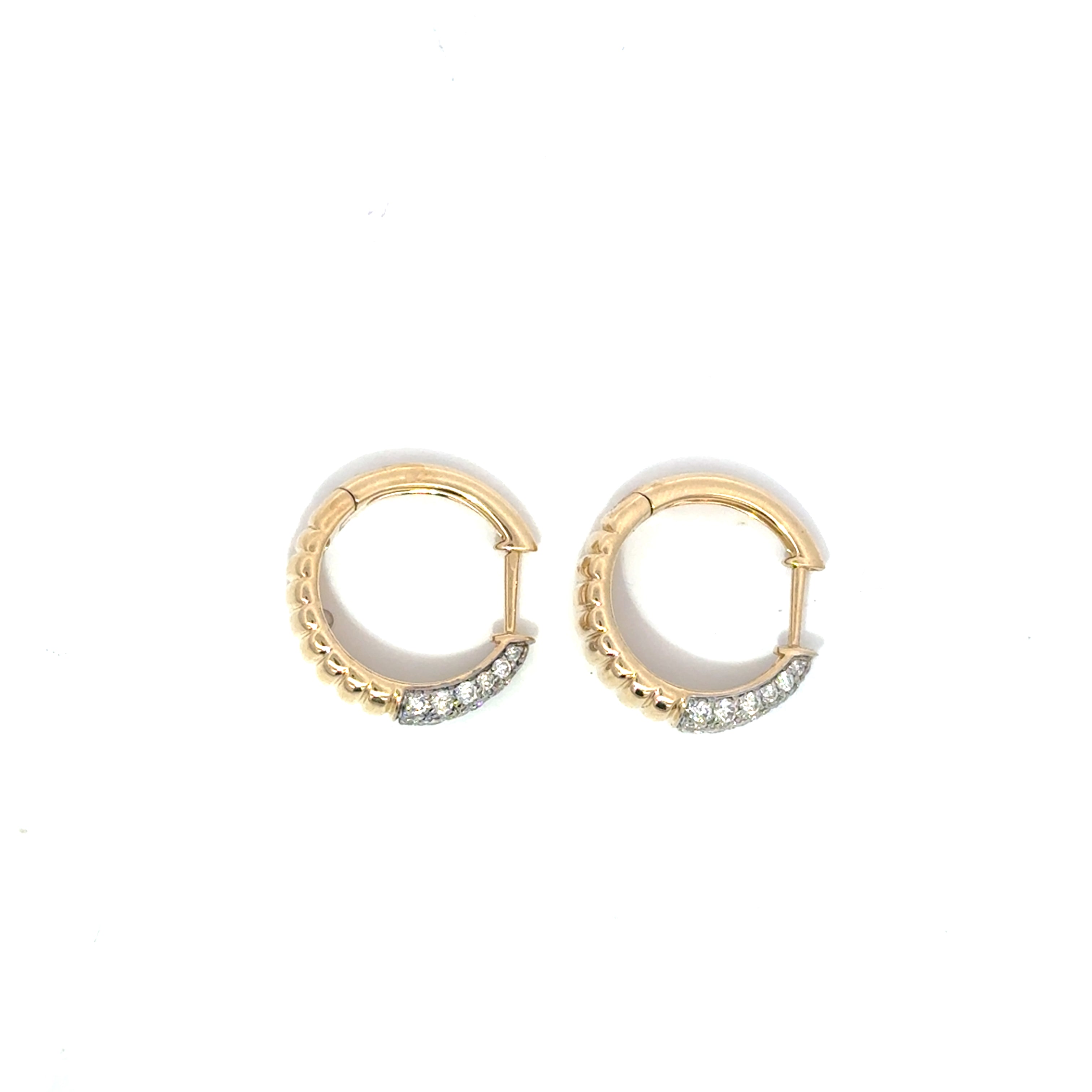 Pave Set Diamond Ridged Hoops