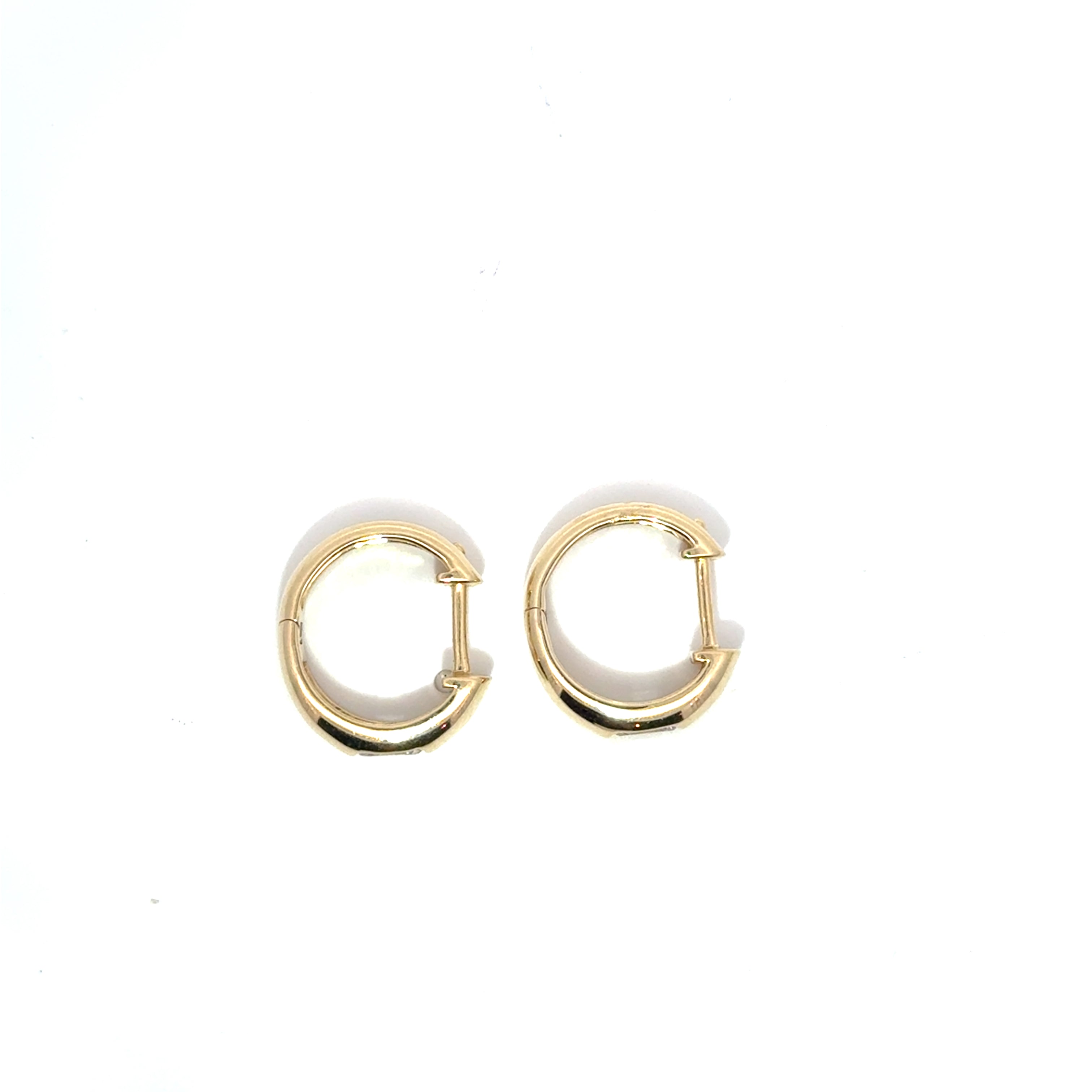 Thick Huggie with Bezel set Emerald cut Diamonds