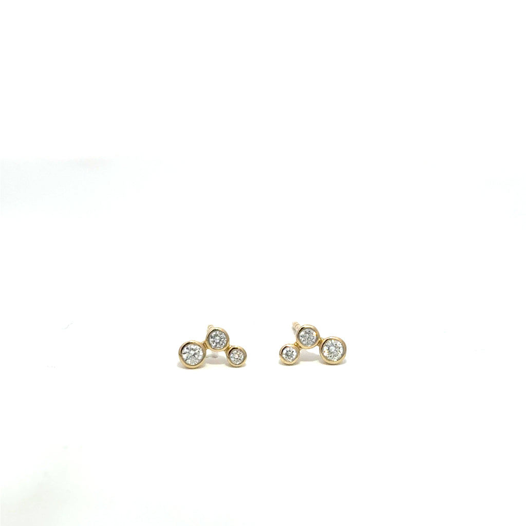 Round Diamond Bezel Cluster Studs