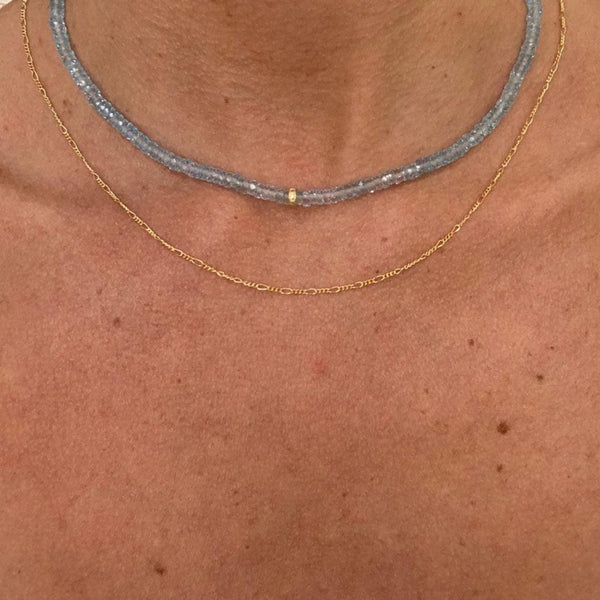 Blue Topaz with Diamond Spacer Necklace - Nashelle