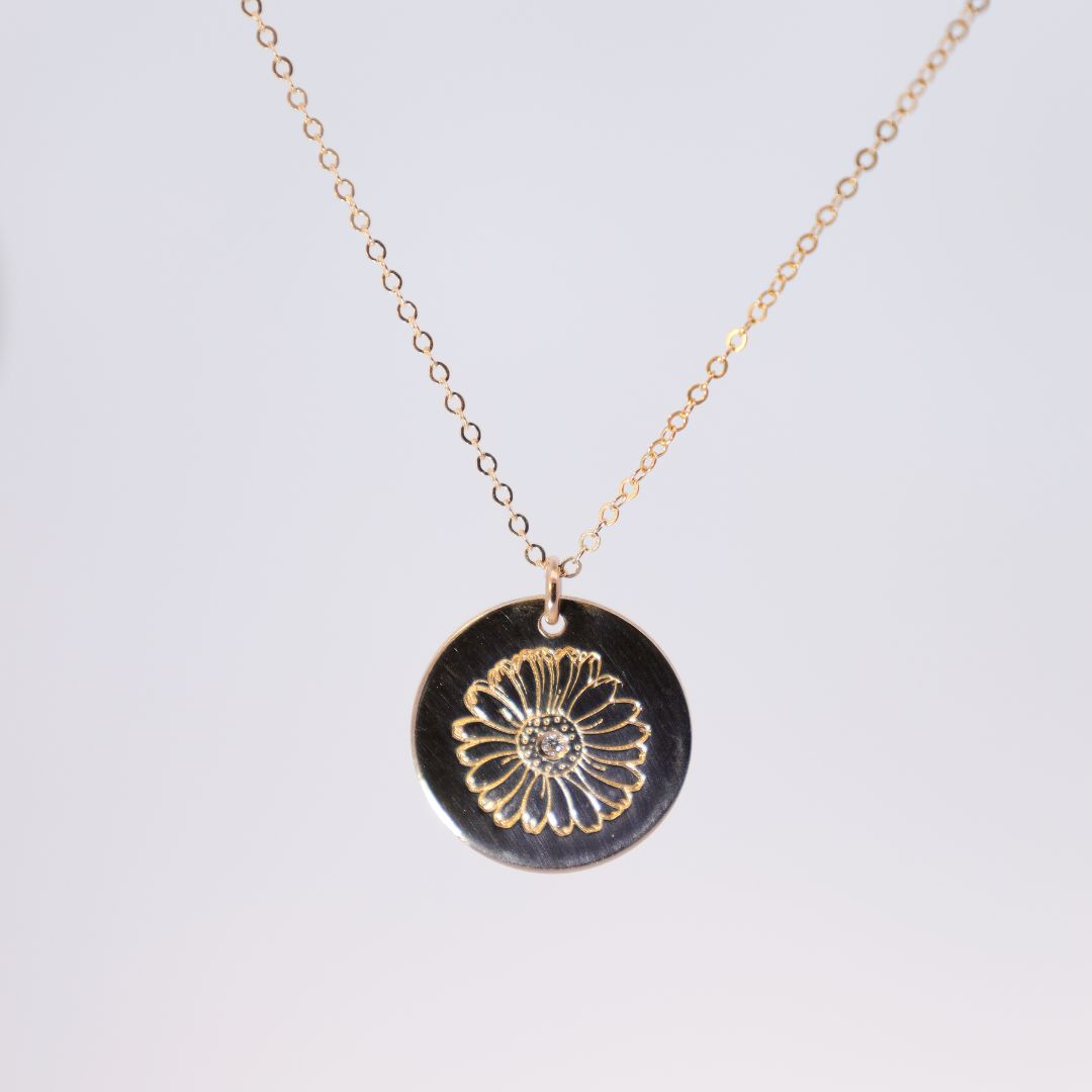 Diamond Birth Flower Necklace
