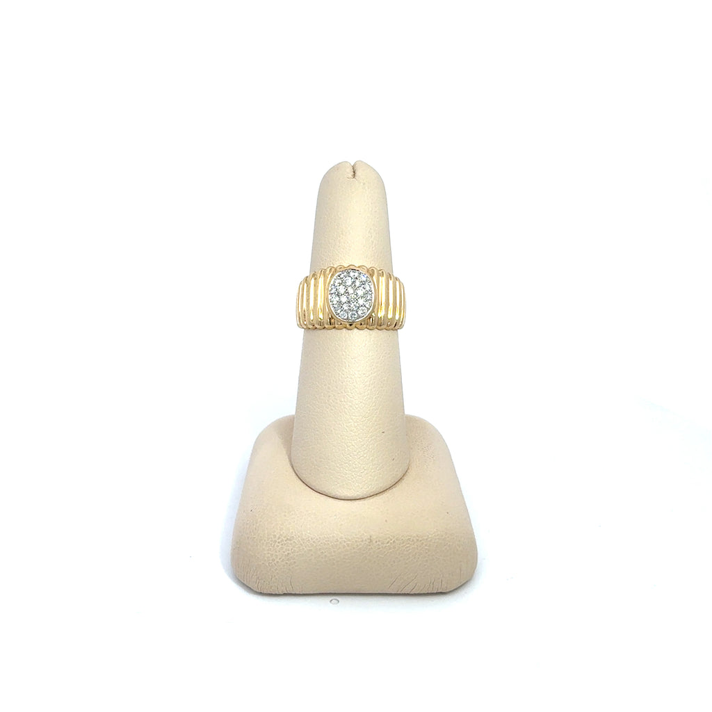 Oval Pave set Ridged Dome Ring