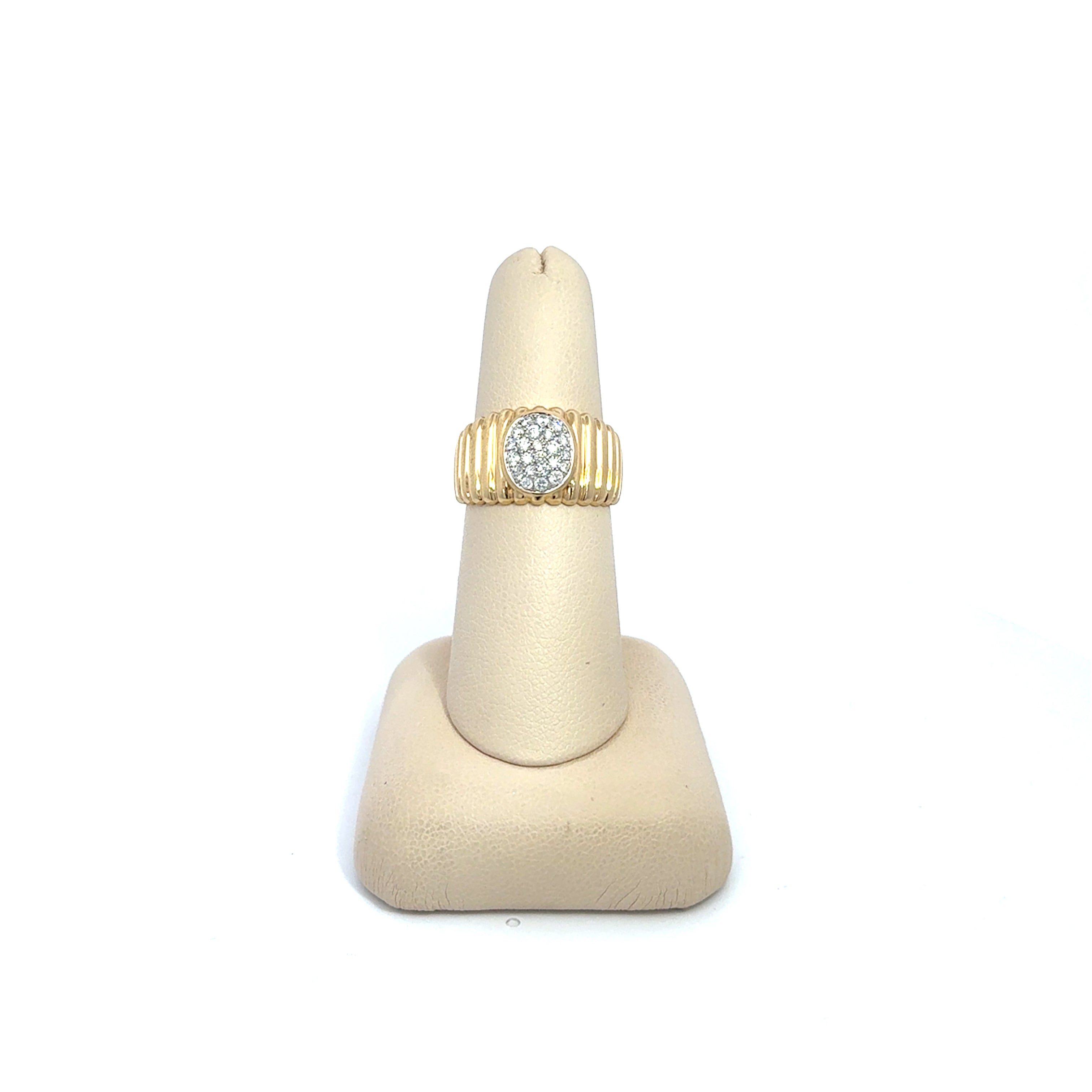 Oval Pave set Ridged Dome Ring