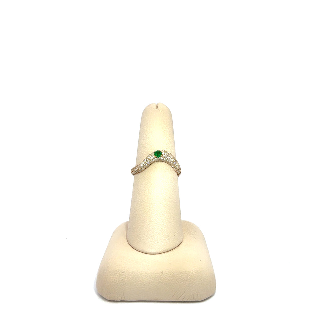 Diamond and Emerald Curved Pave Band