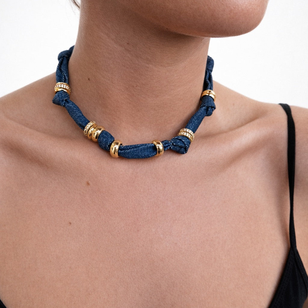 Denim Tube Necklace