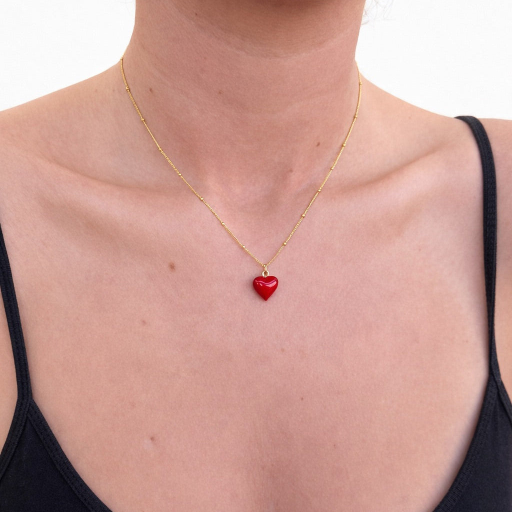 Puffy Red Enamel Heart Charm
