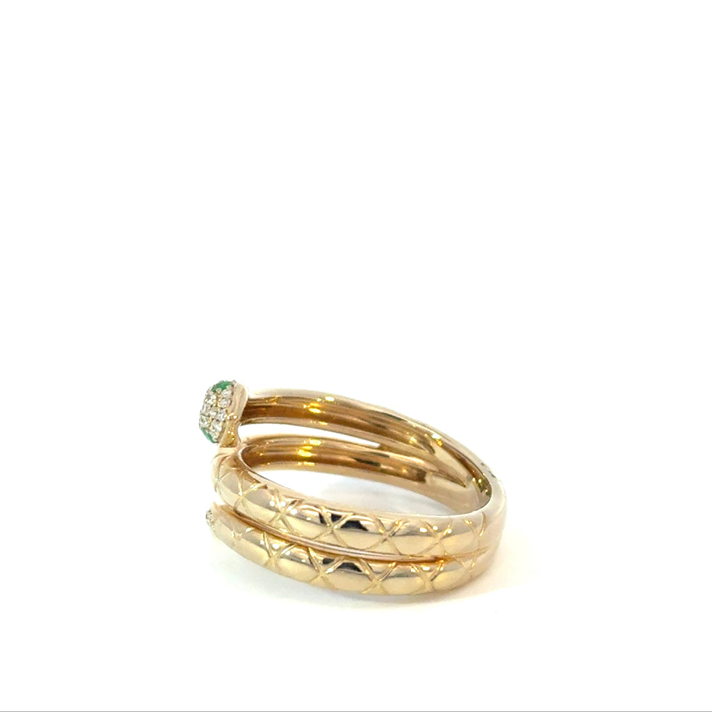 Diamond & Emerald Snake Ring