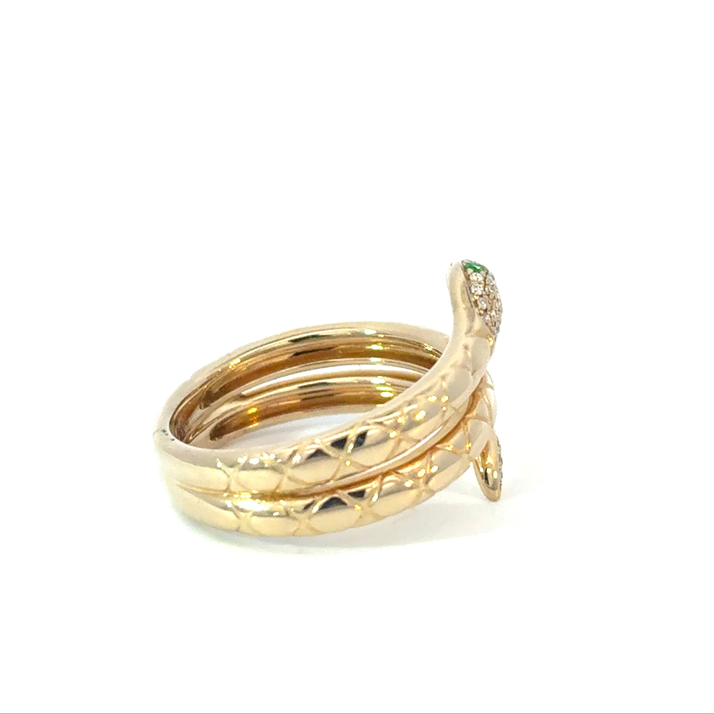 Diamond & Emerald Snake Ring