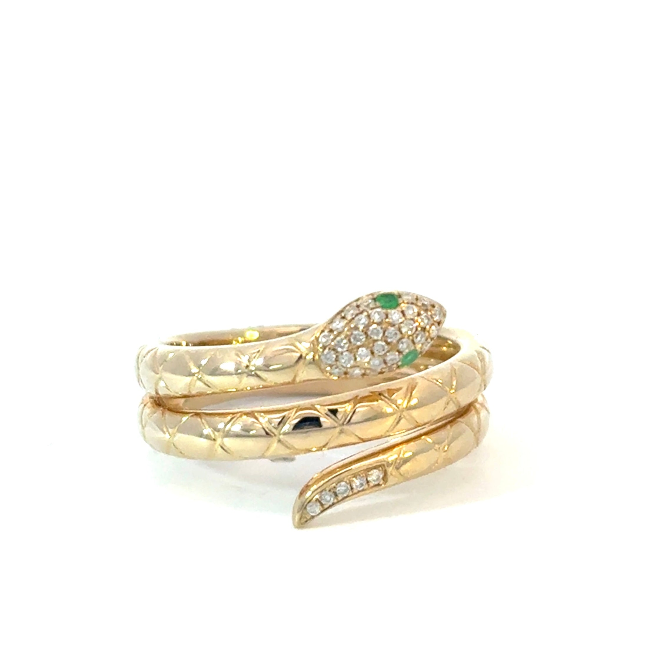 Diamond & Emerald Snake Ring