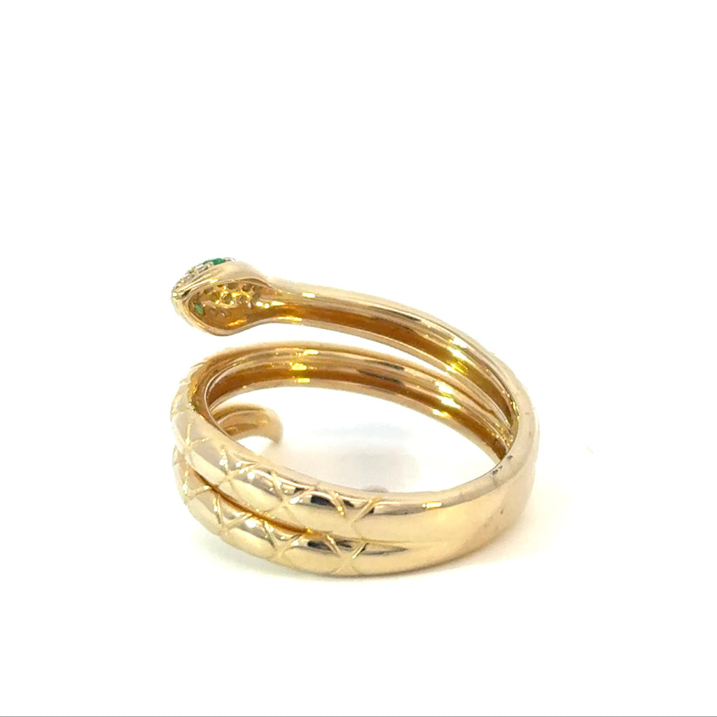 Diamond & Emerald Snake Ring