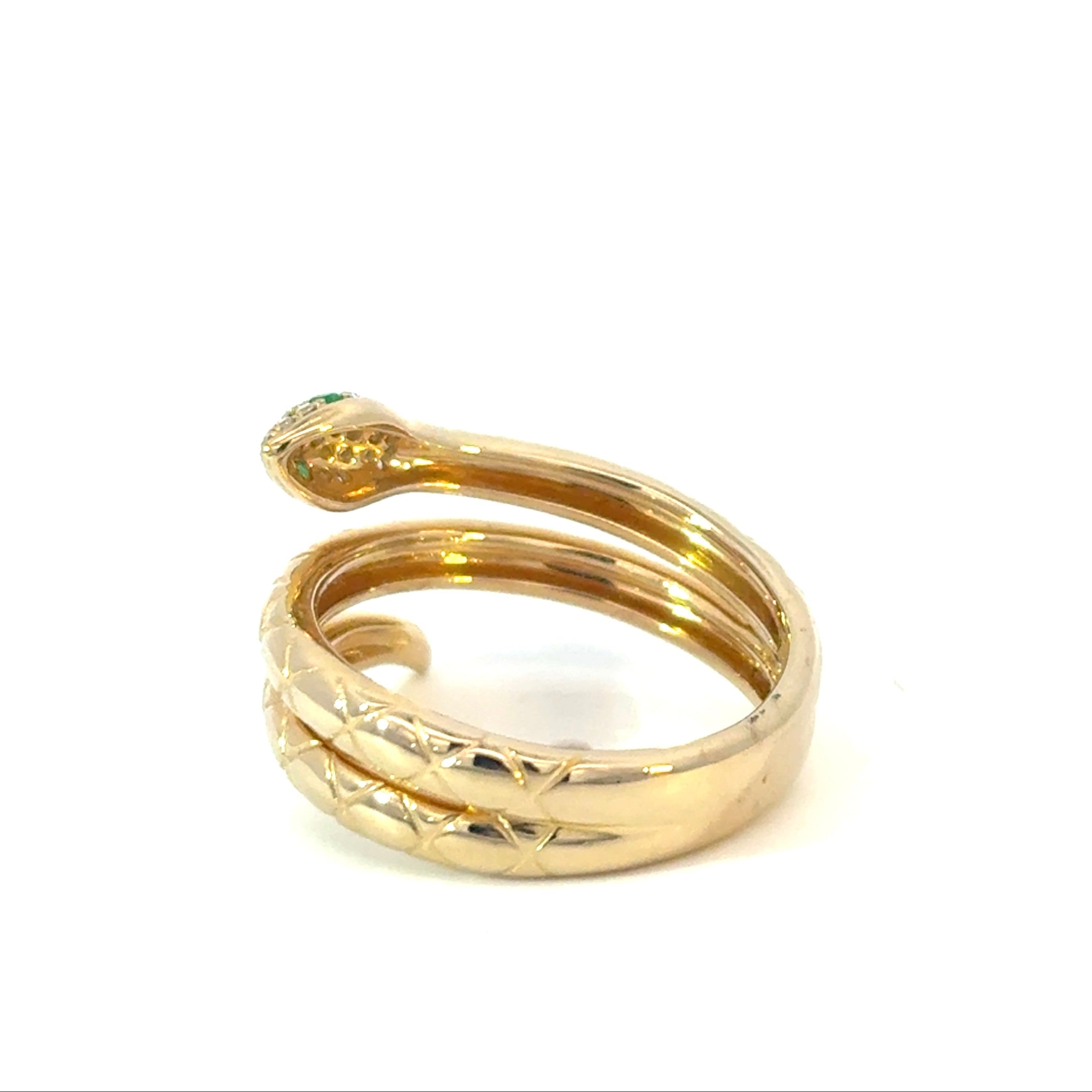 Diamond & Emerald Snake Ring