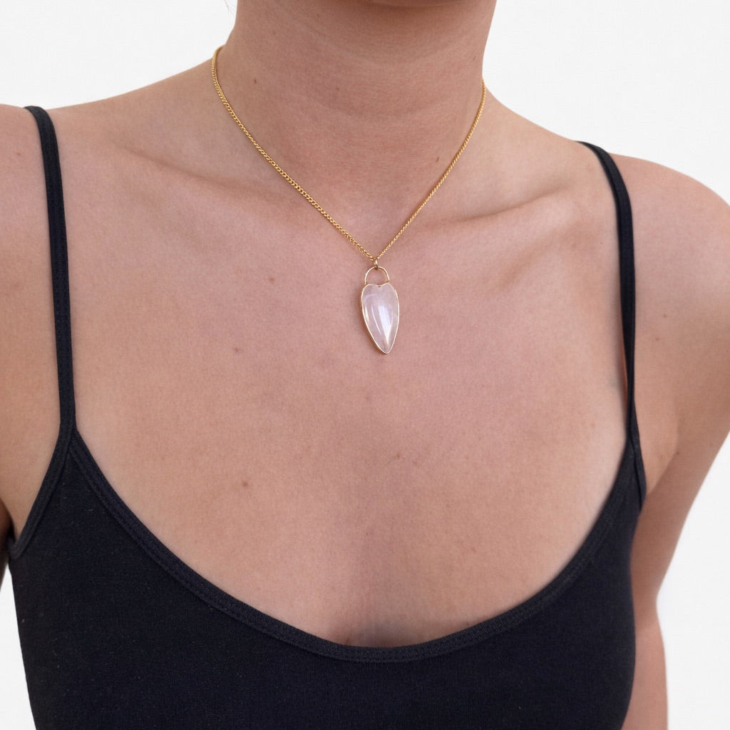 Elongated Stone Heart Charm