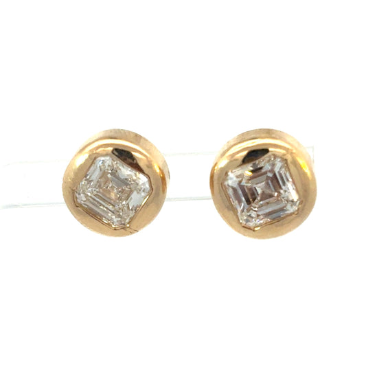 Cushion Diamond Bezel Set Stud Earrings